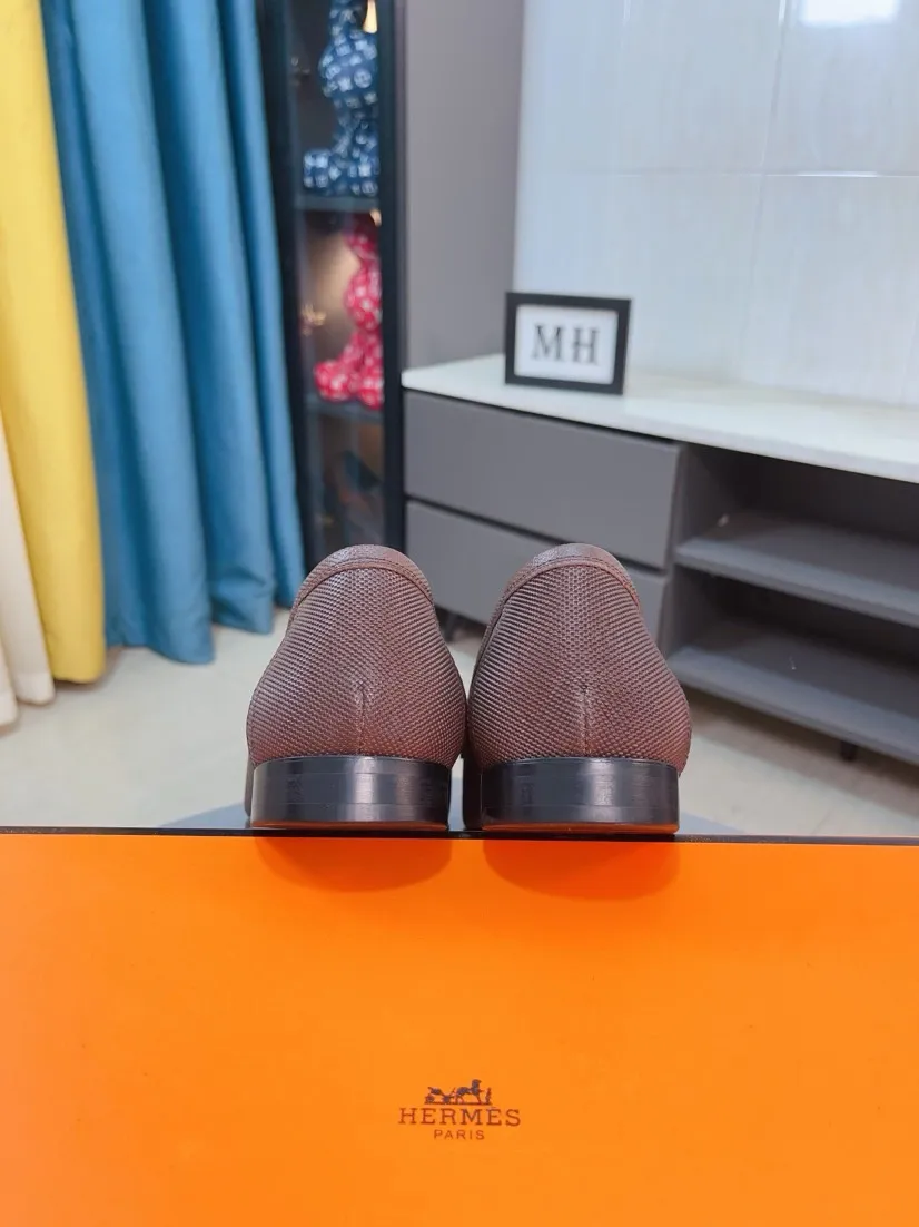 Men's shoes 💰560🌹🌹Niuli "HERMES" Hermès business leather shoes, original factory configuration, original imported cowhide upper + luxury hardware logo + fully imported original customized cowhide lining, sole: rubber wear-resistant outsole, difficult craftsmanship, original factory follow-up goods, 🔍🔍high quality code number: 38-44 45 can be customized